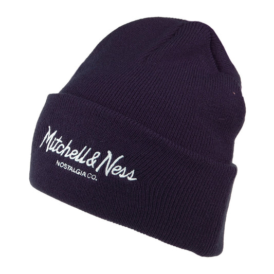 Bonnet Tricot à Revers Pinscript bleu marine MITCHELL & NESS