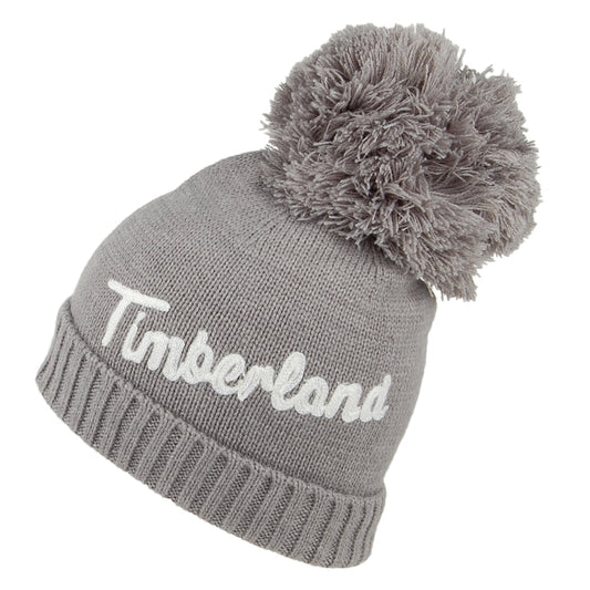 Bonnet à Pompon Femme Logo Embroidery gris chiné TIMBERLAND