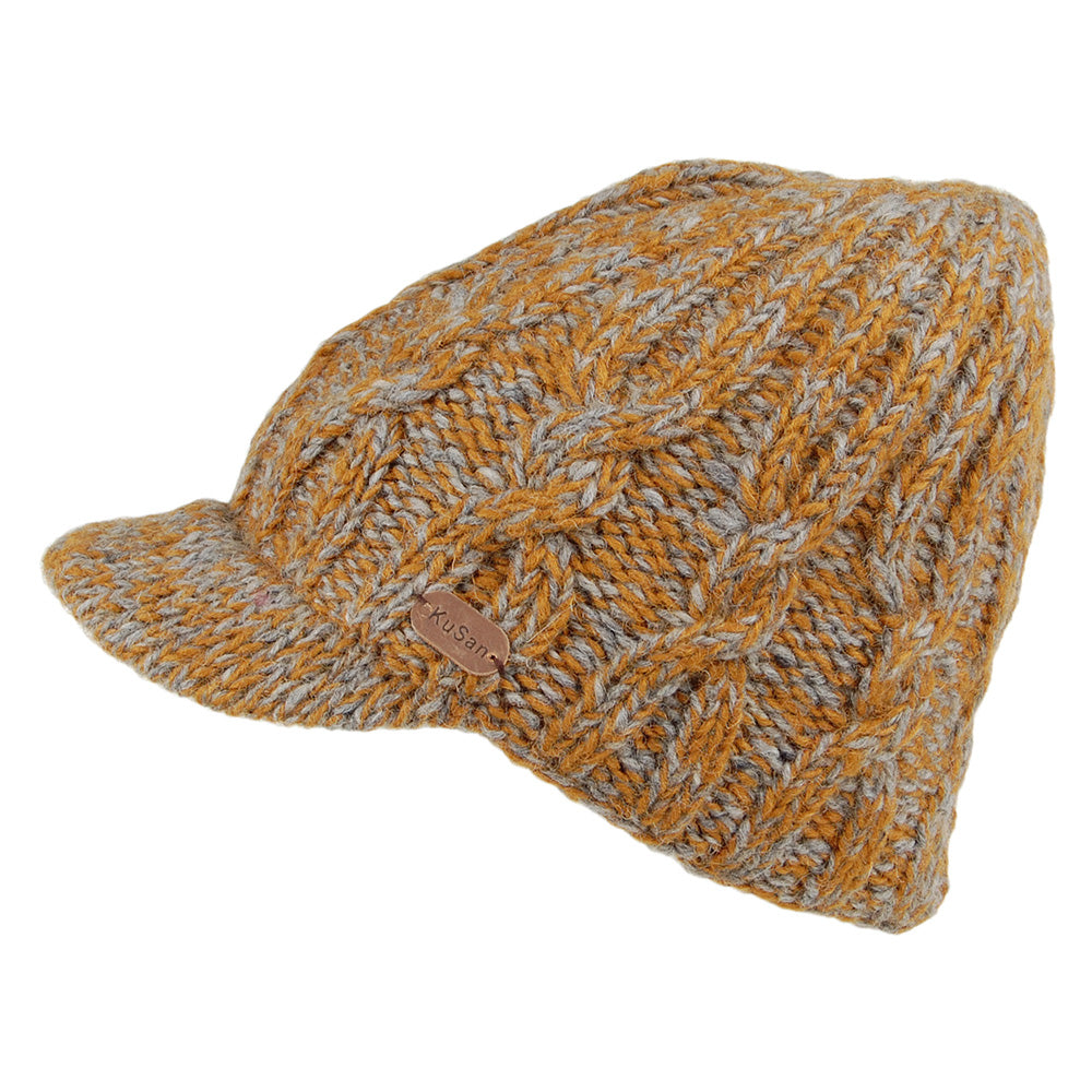 Bonnet à Visière à Torsades caramel KUSAN