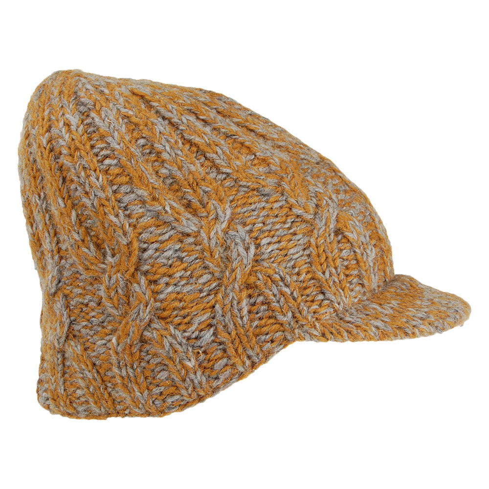 Bonnet à Visière à Torsades caramel KUSAN