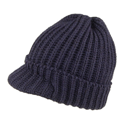 Bonnet à Visière Courte en Laine Anglaise bleu marine HIGHLAND 2000
