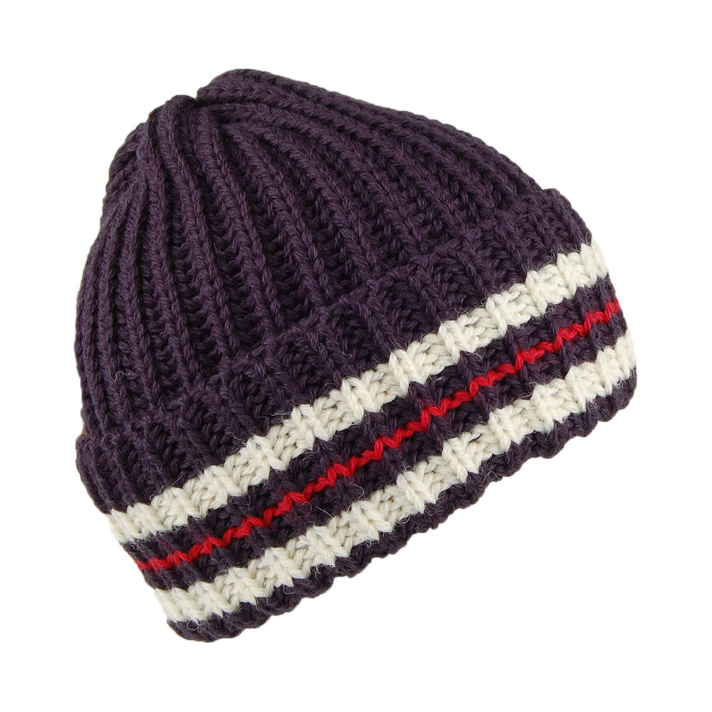 Bonnet en Laine Anglaise à Rayures bleu marine-rouge HIGHLAND 2000