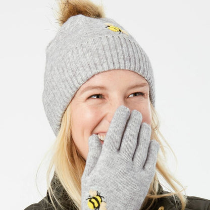 Bonnet à Pompon Abeilles Stafford gris JOULES