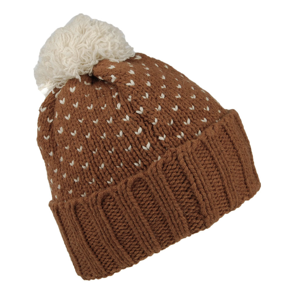 Bonnet à Pompon en Laine Recyclée Snowbelle marron PATAGONIA