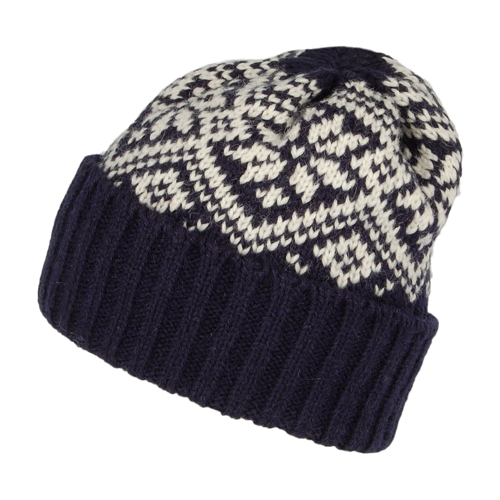 Bonnet en Alpaga Flocon de Neige bleu marine HIGHLAND 2000