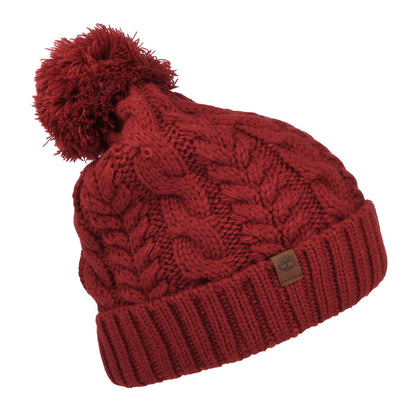 Bonnet à Pompon et Torsades Watch Cap rouge foncé TIMBERLAND