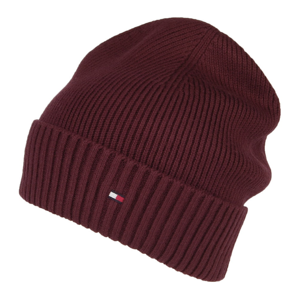 Bonnet en Cotton et Cachemire Pima Essential Flag vin foncé TOMMY HILFIGER