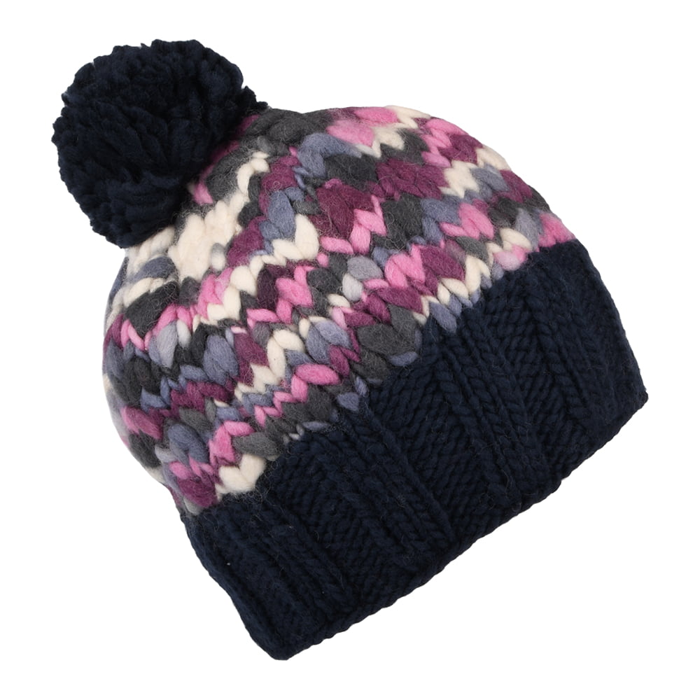 Bonnet à Pompon Grosse Maille bleu marine KUSAN