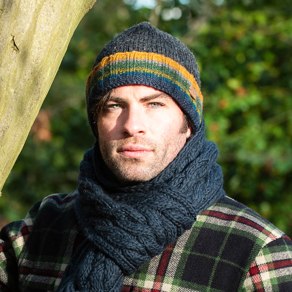 Bonnet Tricot à Revers anthracite KUSAN