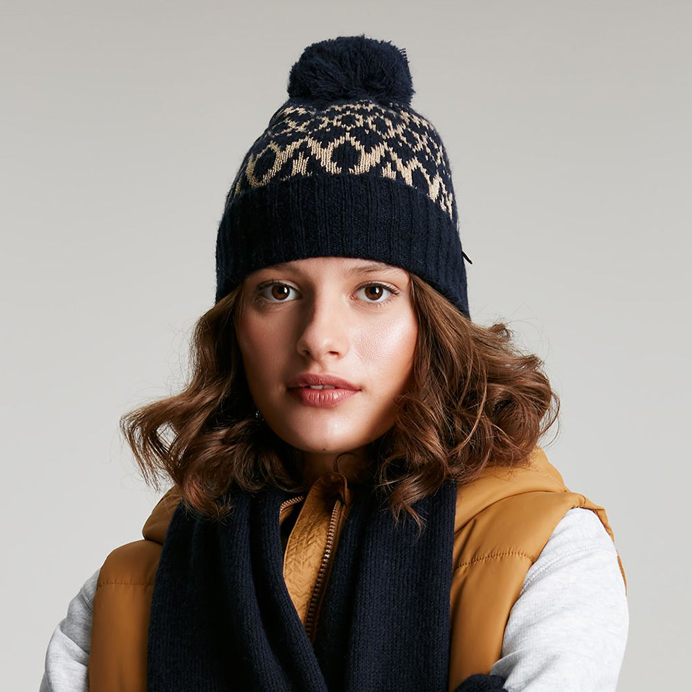 Bonnet à Pompon Shetland bleu marine JOULES