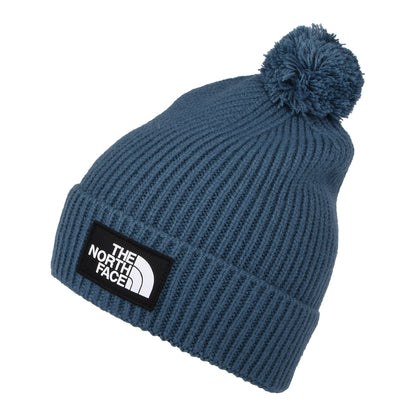 Bonnet à Pompon Logo Box bleu fumé THE NORTH FACE
