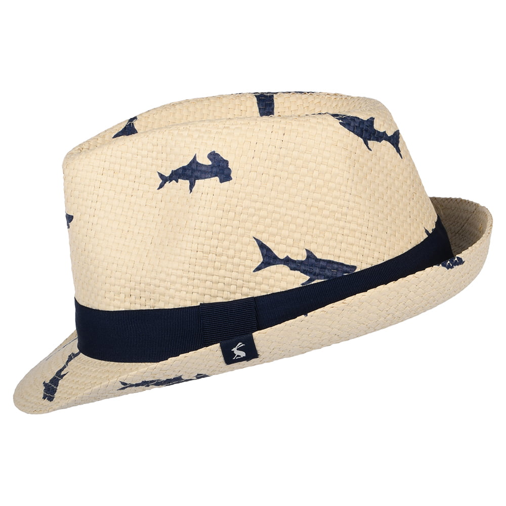 Chapeau Trilby Enfant en Paille Requins Imprimés naturel JOULES