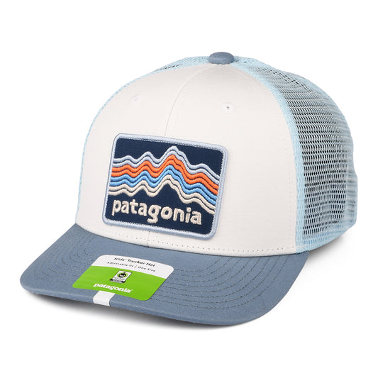 Casquette Trucker Enfant en Coton Bio Ridge Rise Stripe blanc-bleu fumé PATAGONIA