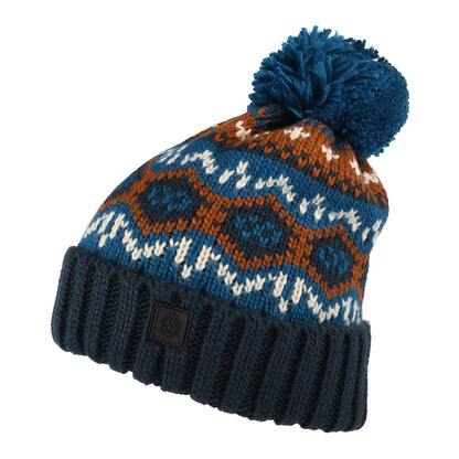 Bonnet à Pompon Fair Isle bleu pétrole FAILSWORTH