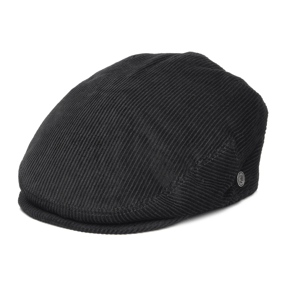 Casquette Plate en Velours Côtelé noir JAXON & JAMES - VENTE EN GROS