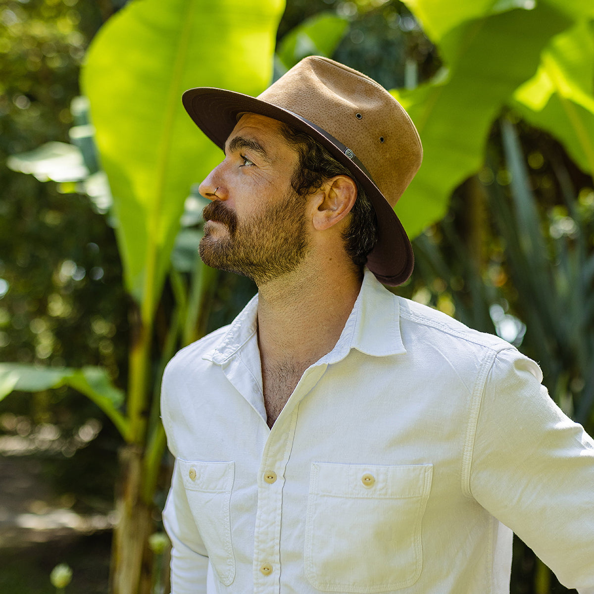 Chapeau Fedora Safari en Cuir Nubuck marron JAXON & JAMES - VENTE EN GROS