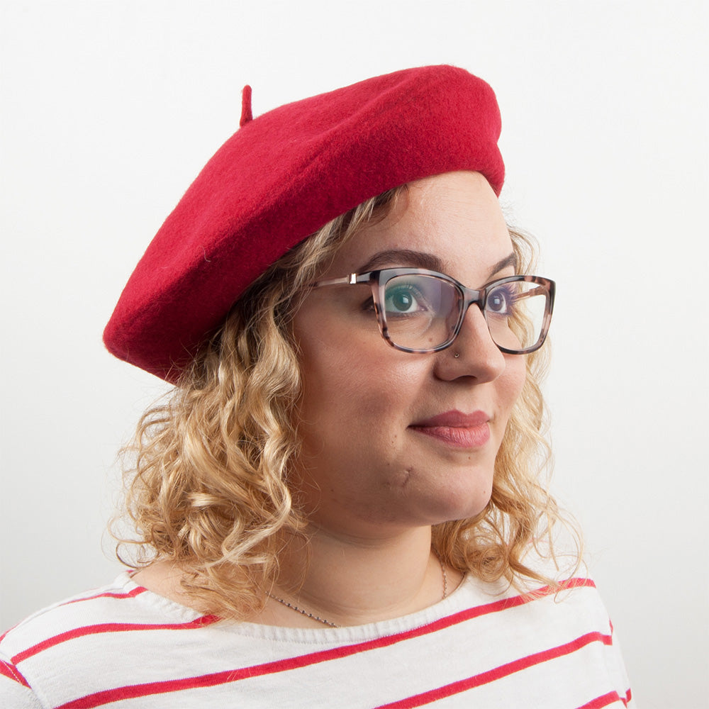 Béret Tendance en Laine rouge - VENTE EN GROS