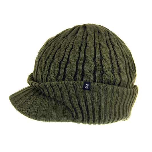 Bonnet Tricoté à Visière olive JAXON & JAMES - VENTE EN GROS