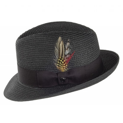 Chapeau Trilby en Paille Pinch Crown noir JAXON & JAMES - VENTE EN GROS