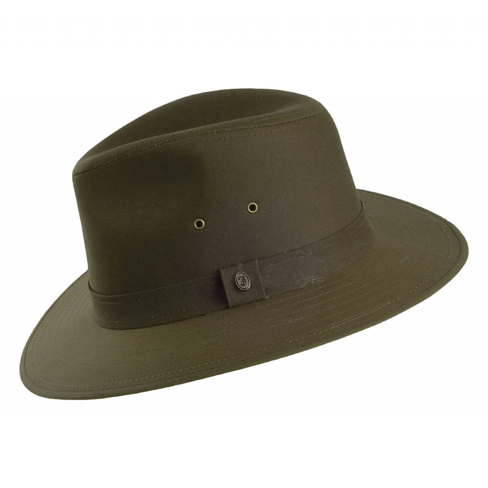 Chapeau Fedora Safari en Toile Cirée olive JAXON & JAMES - VENTE EN GROS