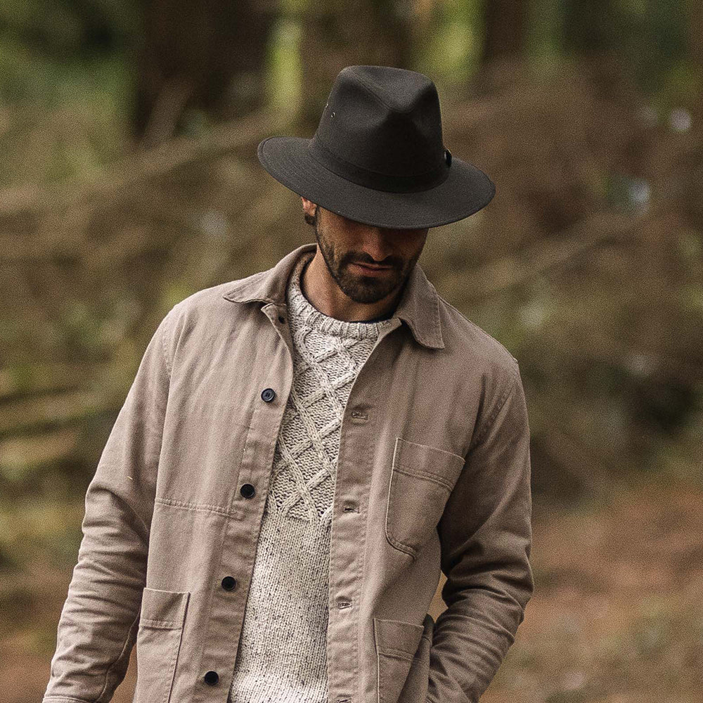 Chapeau Fedora Safari en Toile Cirée olive JAXON & JAMES - VENTE EN GROS