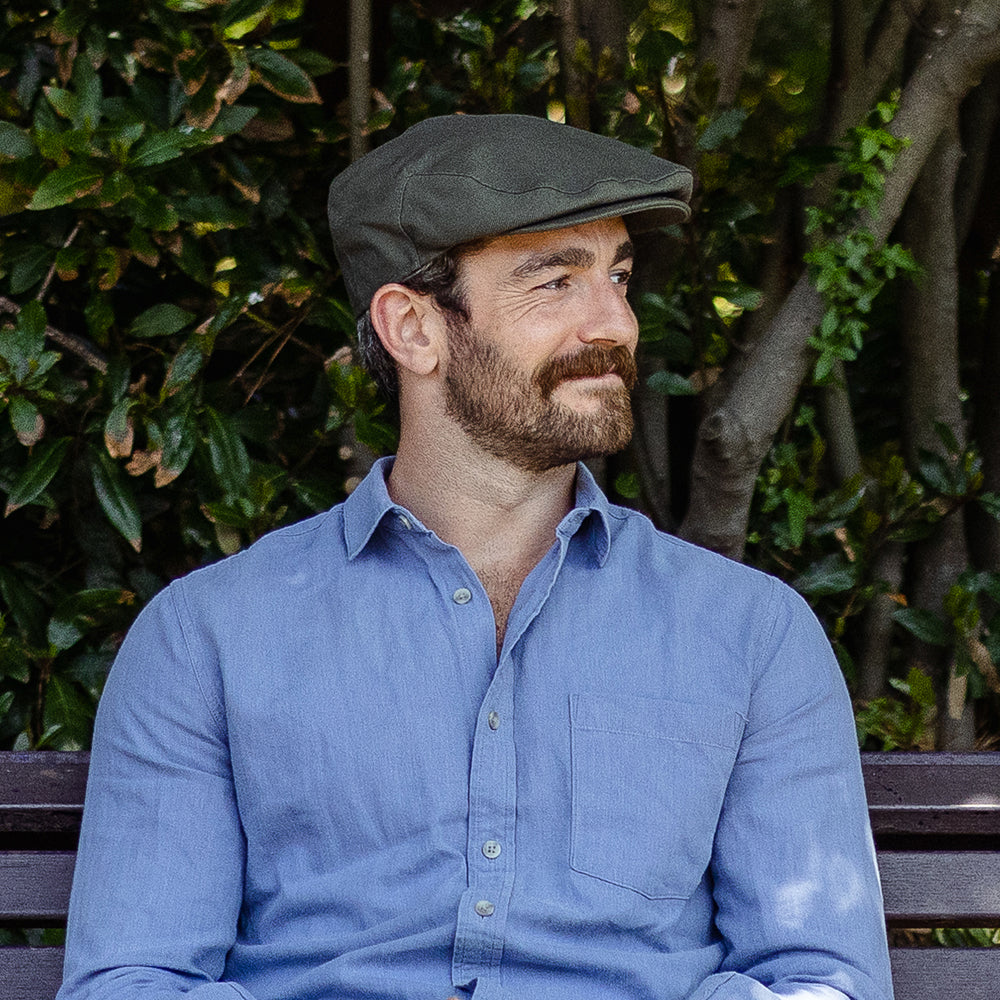 Casquette Plate en Coton Brossé olive JAXON & JAMES - VENTE EN GROS