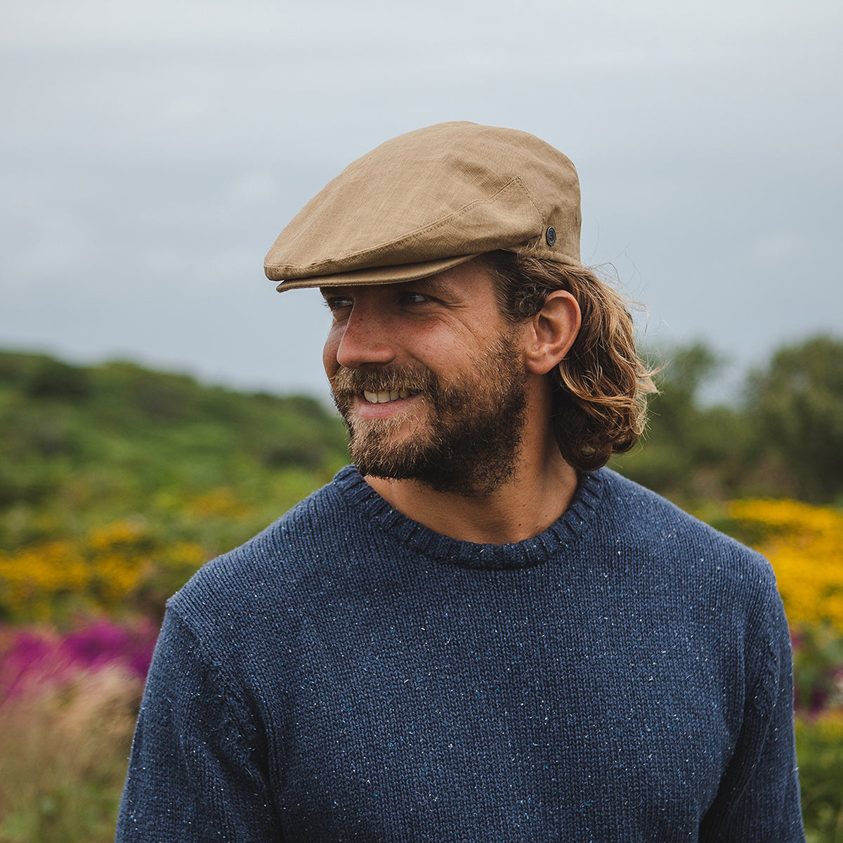 Casquette Plate en Lin camel JAXON & JAMES - VENTE EN GROS