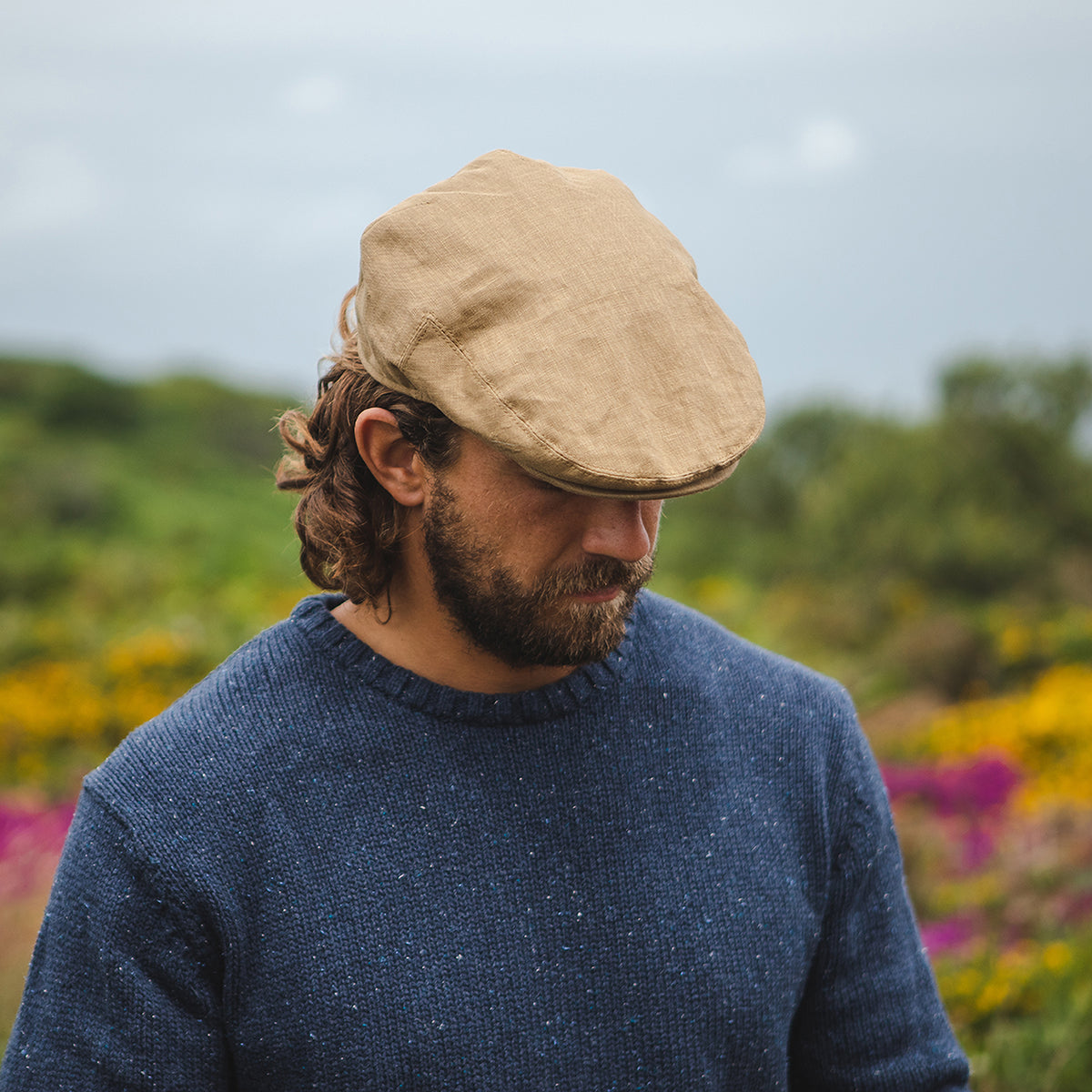 Casquette Plate en Lin camel JAXON & JAMES - VENTE EN GROS