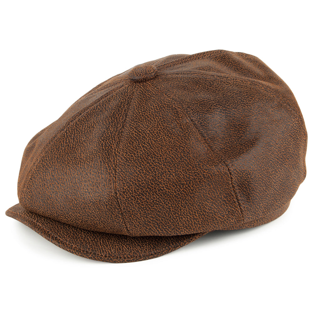 Casquette Gavroche en Cuir marron JAXON & JAMES - VENTE EN GROS