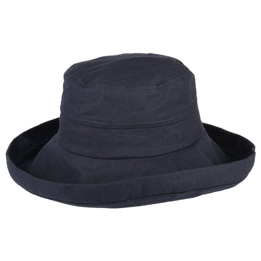 Chapeau Été Lin Pliable Lily bleu marine SUR LA TÊTE - VENTE EN GROS