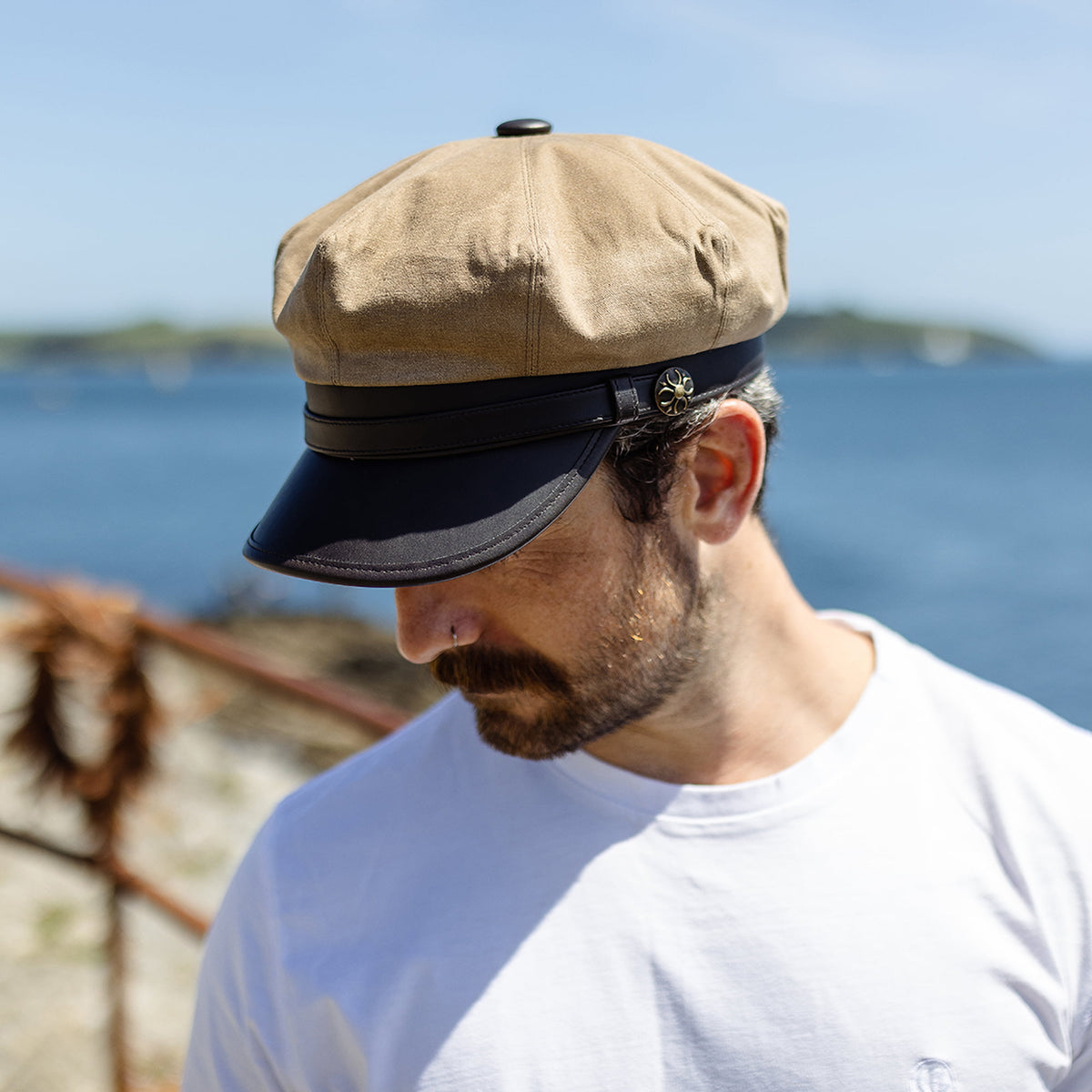 Casquette de Motard Rebelle beige britannique JAXON & JAMES - VENTE EN GROS