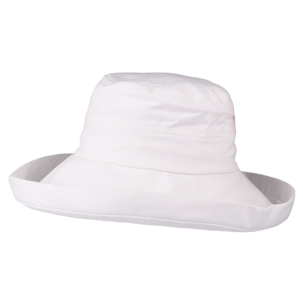 Chapeau Été en Lin Pliable Lily blanc SUR LA TÊTE - VENTE EN GROS